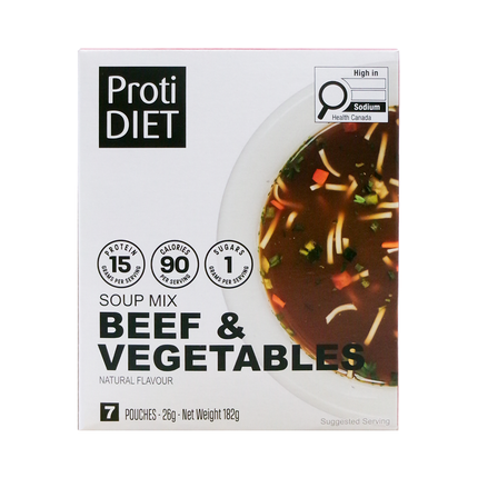 ProtiDiet - Préparation pour soupe au bœuf et aux légumes hyperprotéinée | 7 x 26 g