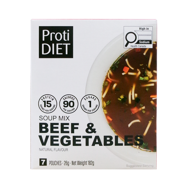ProtiDiet - Préparation pour soupe au bœuf et aux légumes hyperprotéinée | 7 x 26 g