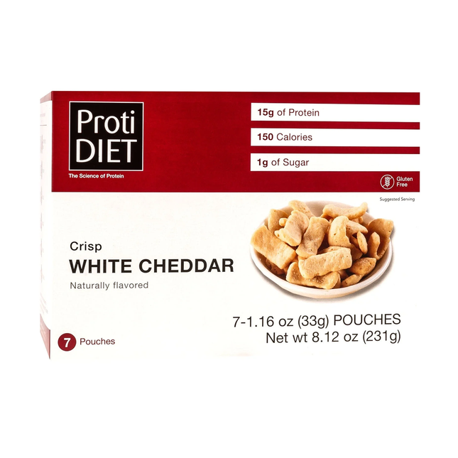 ProtiDiet - Natural Flavour White Cheddar Crisps | 7 x 33 g