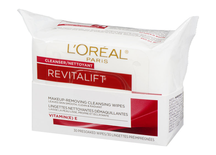 L'Oréal - Revitalift Makeup-Removing Cleansing Wipes- Vitamin E | 30 Presoaked Wipes