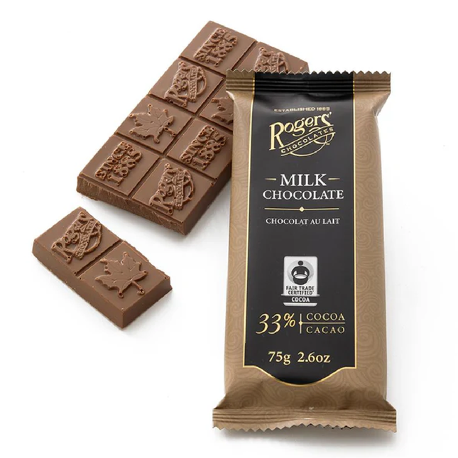 Rogers' Chocolate - Chocolat au lait 33 % cacao | 75 g