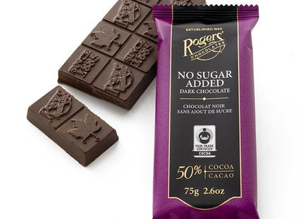Rogers' Chocolates No Sugar Added Dark Chocolate Bar - 50% Cocoa | 75 g