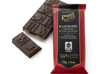 Rogers' Chocolates - Raspberry Truffle in Dark Chocolate 54% Cocoa | 75 g