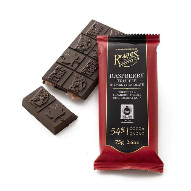 Rogers' Chocolates - Raspberry Truffle in Dark Chocolate 54% Cocoa | 75 g