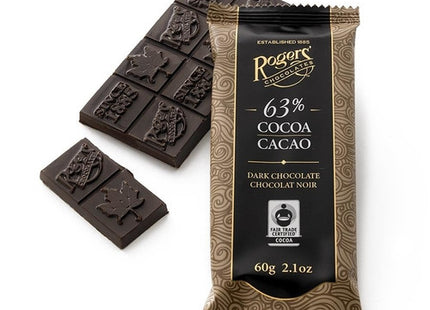 Roger's Chocolates Dark Chocolate Bar - 63 % Cocoa | 60 g