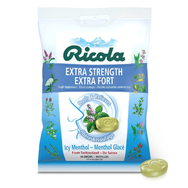Ricola - Extra Strength Icy Menthol Cough Suppressant/Throat Lozenges | 19 Drops