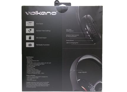 Volkano - Impulse Bluetooth Wireless Headphones With FM Radio | 1 Pair