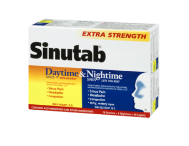 Sinutab - Extra Strength Day & Night Caplets | 18 Day Caplets + 6 Night Caplets