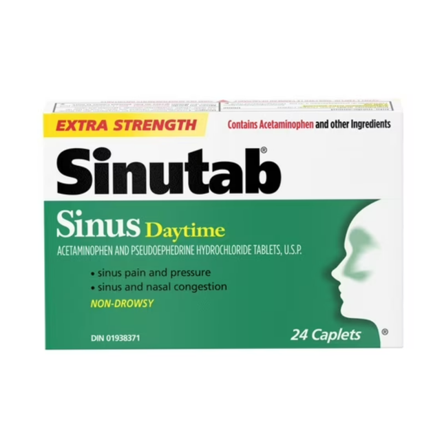 Sinutab - Extra Strength Sinus Day Caplets  | 24 Caplets