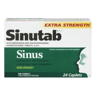 Sinutab - Extra Strength Sinus Day Caplets  | 24 Caplets