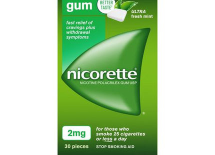 Nicorette 2mg Nicotine Gum - Ultra Fresh Mint | 30 Pieces