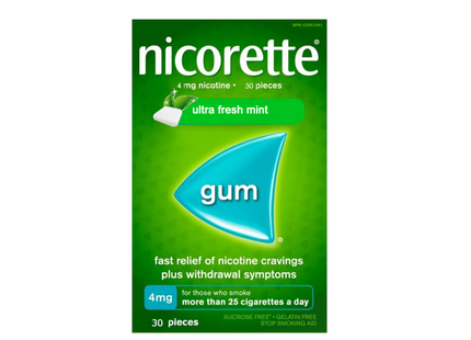 Nicorette - 4mg Nicotine Gum - Ultra Fresh Mint | 30 Pieces