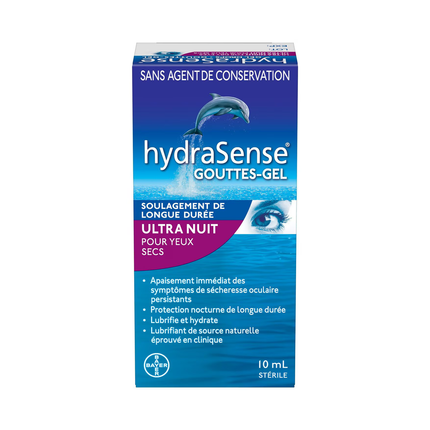 HydraSense - Long-Lasting Relief Ultra Night Eye Gel Drops for Dry Eyes | 10 mL