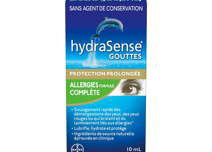HydraSense – Gouttes oculaires complètes contre les allergies sans agent de conservation à protection prolongée | 10 ml
