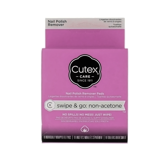 Cutex - Swipe & Go Nail Polish Remover, NON Acetone pads | 10 pk