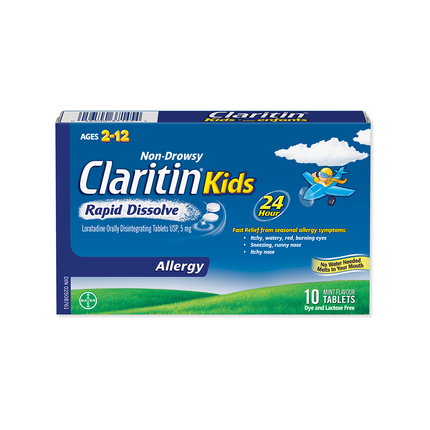 Claritin Kids - Comprimés contre les allergies à dissolution rapide sans somnolence - 2 à 12 ans | 10 comprimés