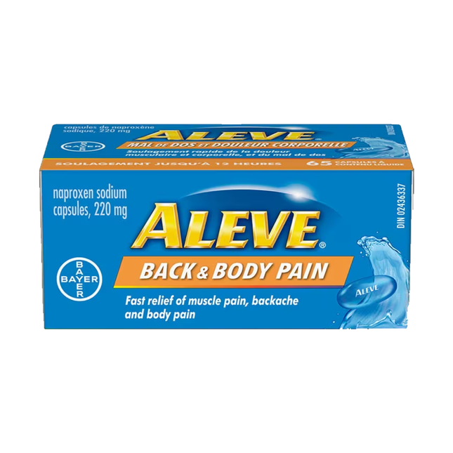 Aleve - Back & Body Pain, Naproxen 220 mg | 65 Liquid Filled Capsules