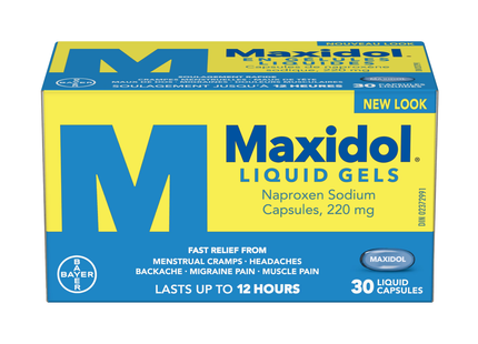 Maxidol - Naproxen Sodium Liquid Gels | 220 mg X 30 Liquid Capsules