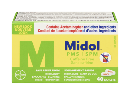 Midol - PMS - Sans caféine | 40 comprimés