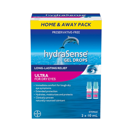 HydraSense - Gouttes oculaires Ultra Gel pour yeux secs | 2 x 10 ml