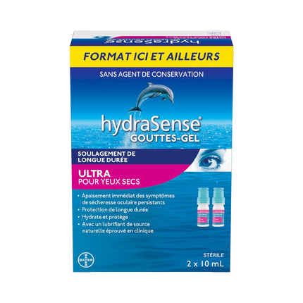 HydraSense - Gouttes oculaires Ultra Gel pour yeux secs | 2 x 10 ml