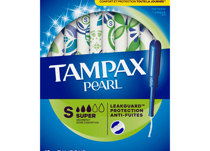 Tampax - Pearl LeakGuard Protection Unscented Tampons, Super | 18 Tampons