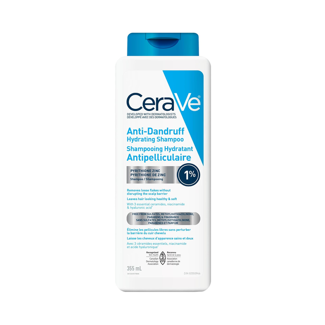 CeraVe - Anti-Dandruff Hydrating Shampoo for Men & Women, Sulfate Free, For All Hair Types | 355 mL