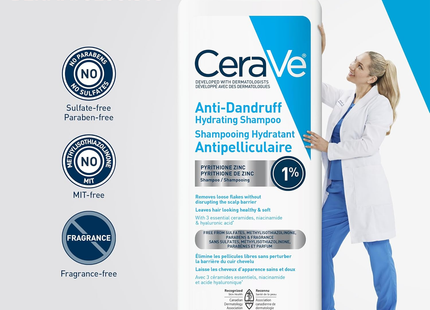 CeraVe - Anti-Dandruff Hydrating Shampoo for Men & Women, Sulfate Free, For All Hair Types | 355 mL