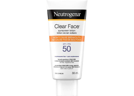 Neutrogena - Lotion écran solaire transparente pour le visage - FPS 50 | 88 ml