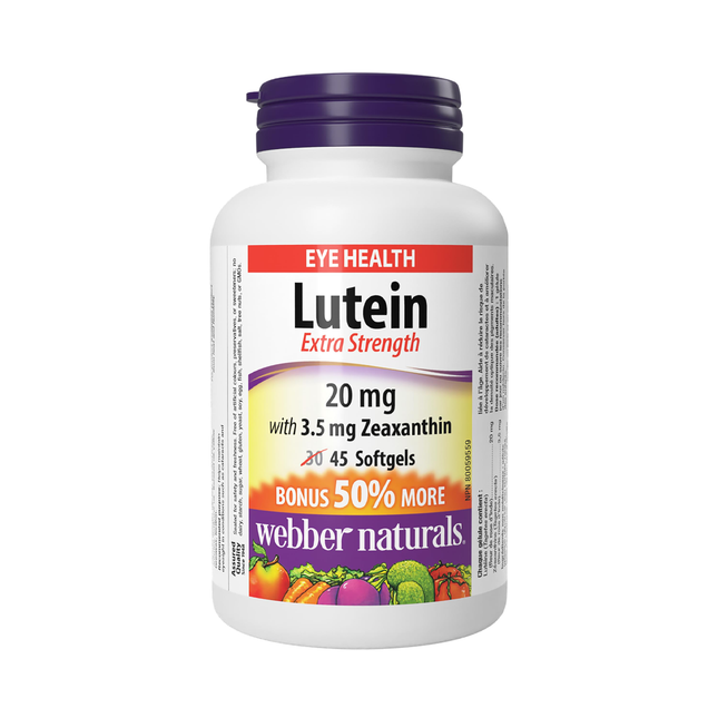 Webber Naturals - Lutéine 20 mg avec 3,5 mg de zéaxanthine | 45 gélules