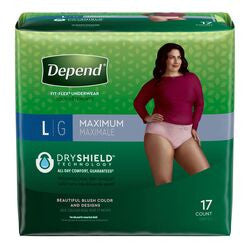 Depend - Fit-Flex Incontinence Underwear for Women - Maximum Absorbency - LARGE | 17 Count
