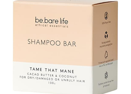 Be Bare Life - Tame That Mane Shampoo Bar with Cacao Butter & Coconut | 100 g