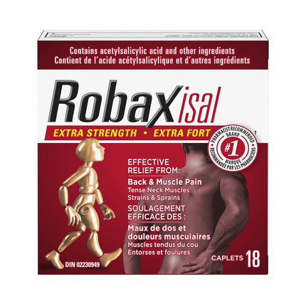 Robaxisal - Soulagement extra puissant des douleurs dorsales et musculaires | 18 caplets