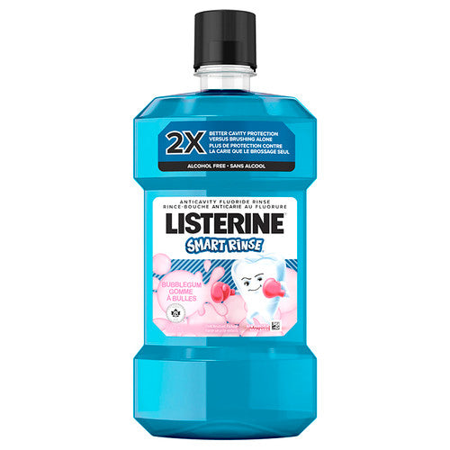 Listerine - Smart Rinse - Rince-bouche anti-carie au fluorure - Sans alcool - Saveur Bubblegum | 500 ml