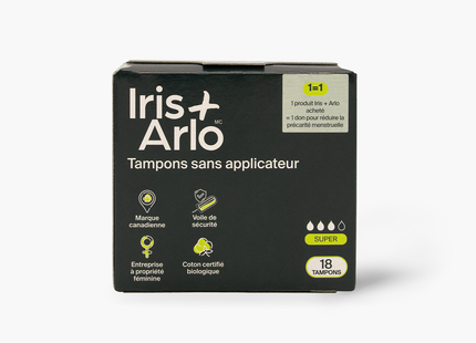 Iris + Arlo - Organic Cotton Non-Applicator Tampons | Super 18 Ct