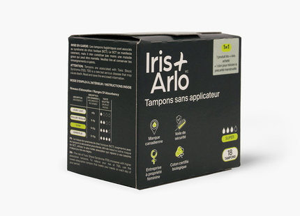 Iris + Arlo - Organic Cotton Non-Applicator Tampons | Super 18 Ct