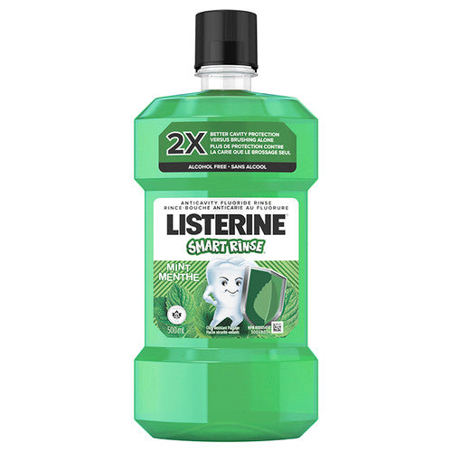 Listerine - Smart Rinse - Rince-bouche anti-carie au fluorure - Sans alcool - Saveur menthe | 500 ml