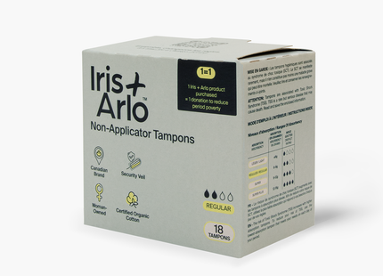 Iris + Arlo - Organic Cotton Non-Applicator Tampons | Regular 18 Ct