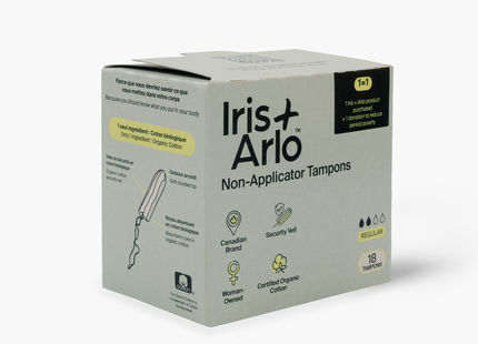 Iris + Arlo - Organic Cotton Non-Applicator Tampons | Regular 18 Ct
