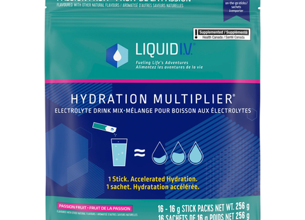 Liquid IV - Préparation pour boisson électrolytique, fruit de la passion | 16 x 16 g