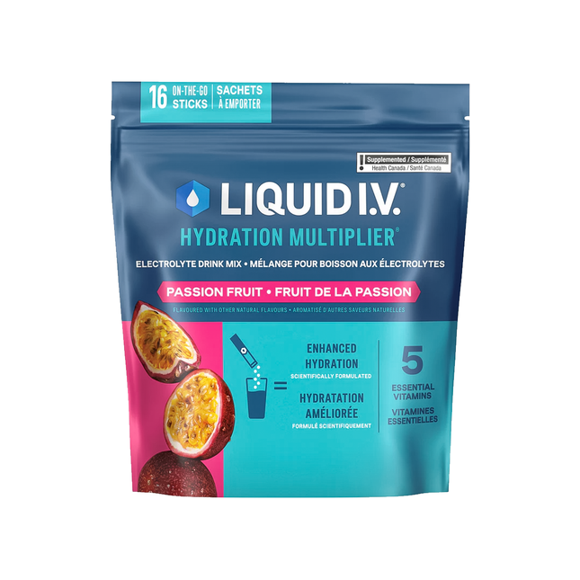 Liquid IV - Préparation pour boisson électrolytique, fruit de la passion | 16 x 16 g