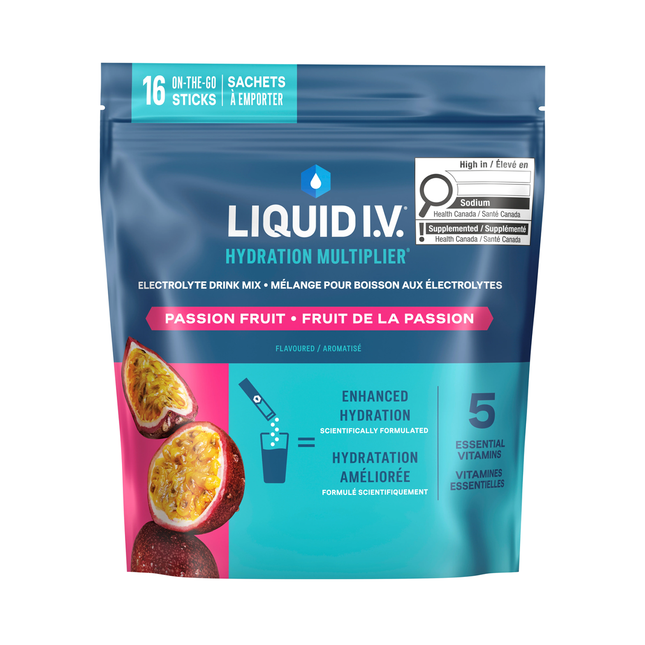 Liquid IV - Préparation pour boisson électrolytique, fruit de la passion | 16 x 16 g