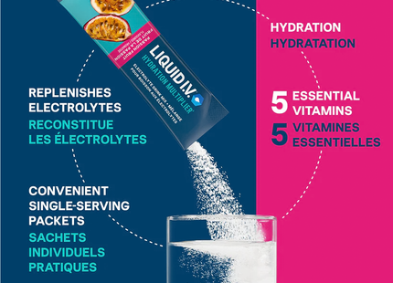 Liquid IV - Boisson électrolytique multiplicatrice d'hydratation, fruit de la passion | 6 sachets