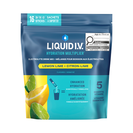 Liquid IV - Mélange pour boisson électrolytique Hydration Multiplier, Citron-Lime | 16 g x 16 sachets