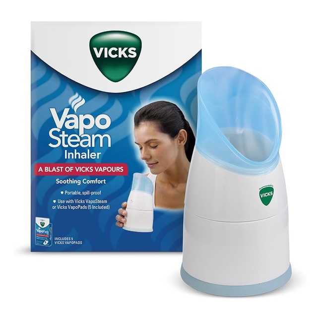 Vicks - Portable Soothing Menthol Steam Inhaler | 1 Inhaler + 5 Vapopads