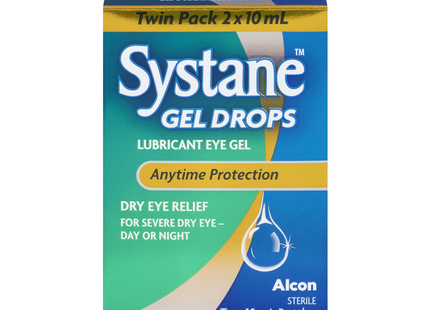 Systane - Gel lubrifiant pour les yeux, soulagement de la sécheresse oculaire | 2 x 10 ml