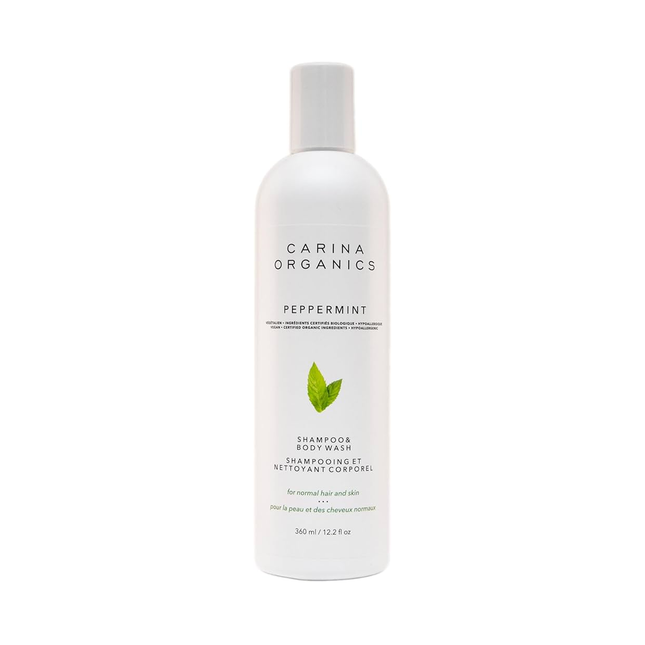 Carina Organics - Shampoing et gel douche à la menthe poivrée | 360 ml