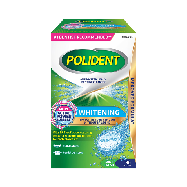 Polident - Whitening Antibacterial Daily Denture Cleanser | 96 Tablets