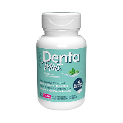 Pastilles Denta Mint au xylitol pour la bouche sèche, menthe | 140 pastilles