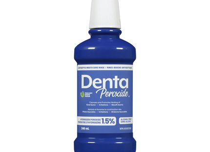 Denta - Peroxyde d'hydrogène 1,5 % Bain de bouche antiseptique sans alcool pour aphtes - Menthe fraîche | 240 ml